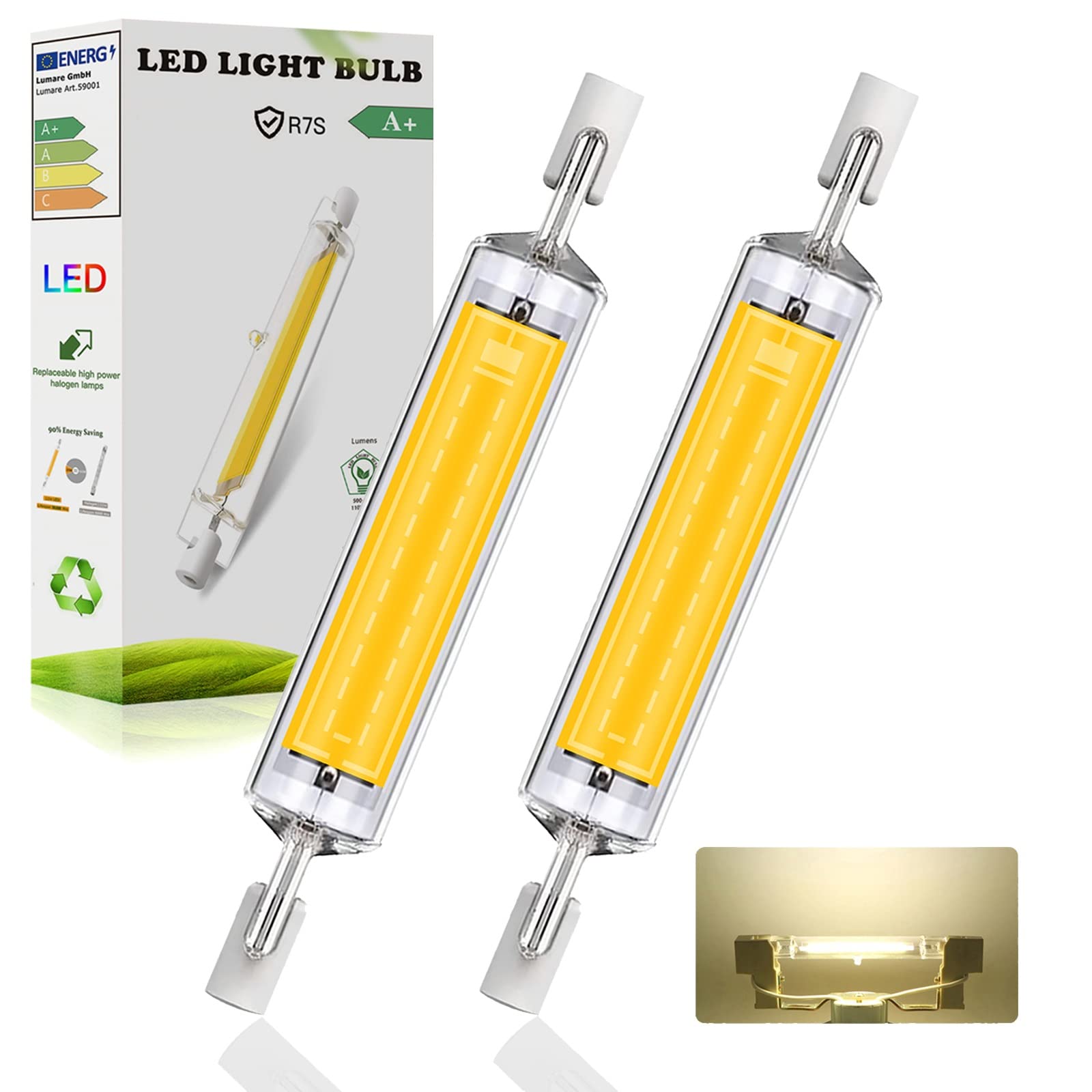 R7S LED 118mm, 10W Dimmable R7S LED Bulbs 1000LM, Equivalent for 100W J118 R7S Halogen Bulbs, AC 110V No Flicker 360° Beam Angle, 2pcs (Color : Natural White 4000K)