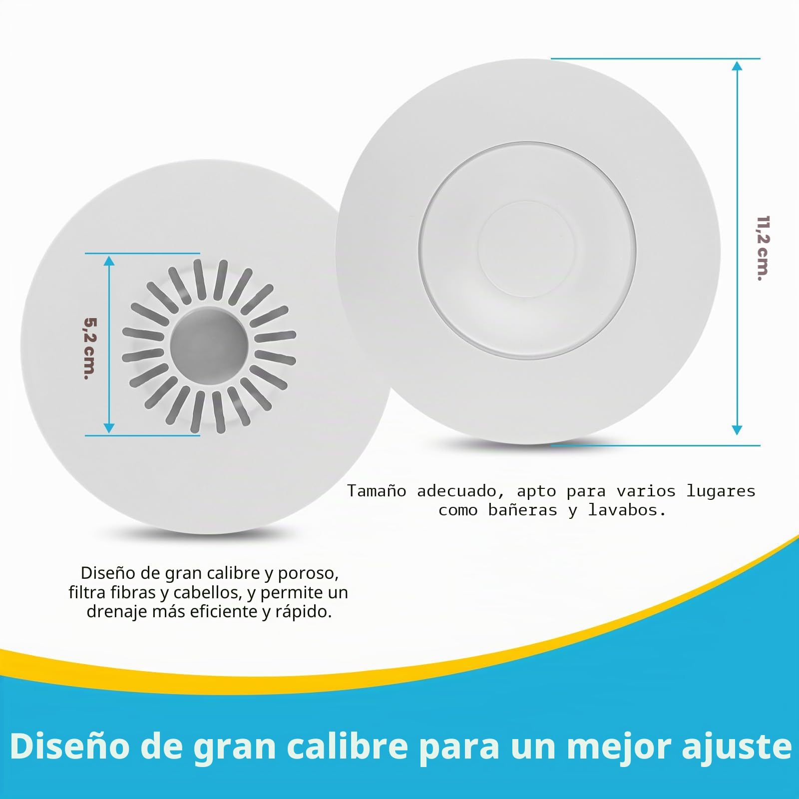 HUAERSICO Tapón de Drenaje Universal 3 Piezas - Suave Tapon Bañera Silicona - Tapón de Lavabo Universal a Presión con Filtro de Comida y Pelo para Lavabos, Fregaderos y Bañeras
