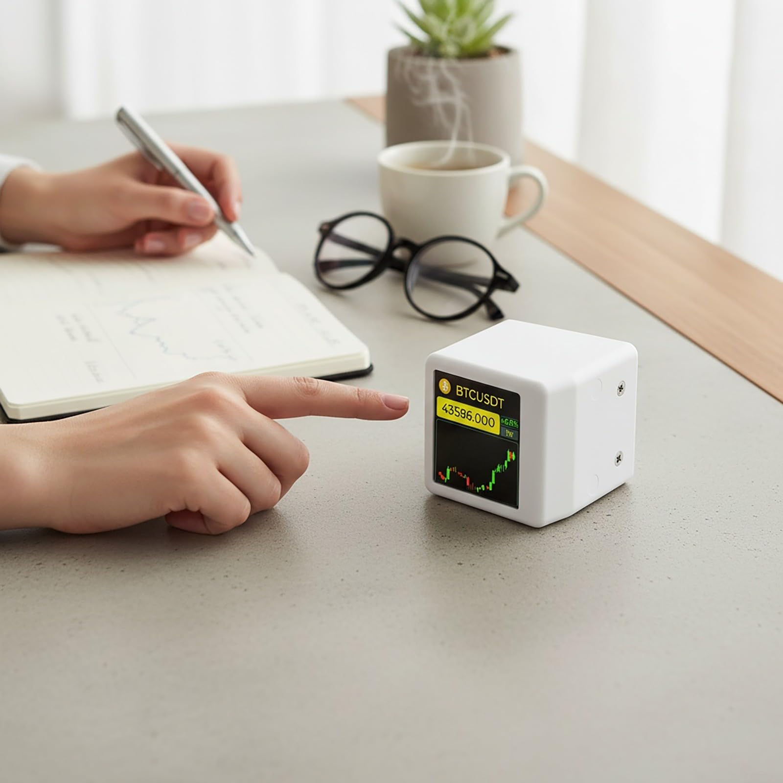 GeekMagic NerdMiner Smalltv PRO Aktie, Echtzeitpreis mit Wetteruhr, WiFi-Desktop-Gadget für Geldwechsel, ABS-Gehäuse, Typ-C-Power, Weiß