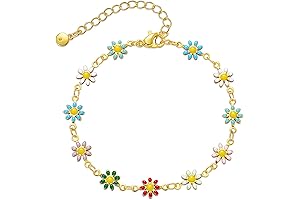 Gold Flower Charm Bracelet for Women & Teen Girls