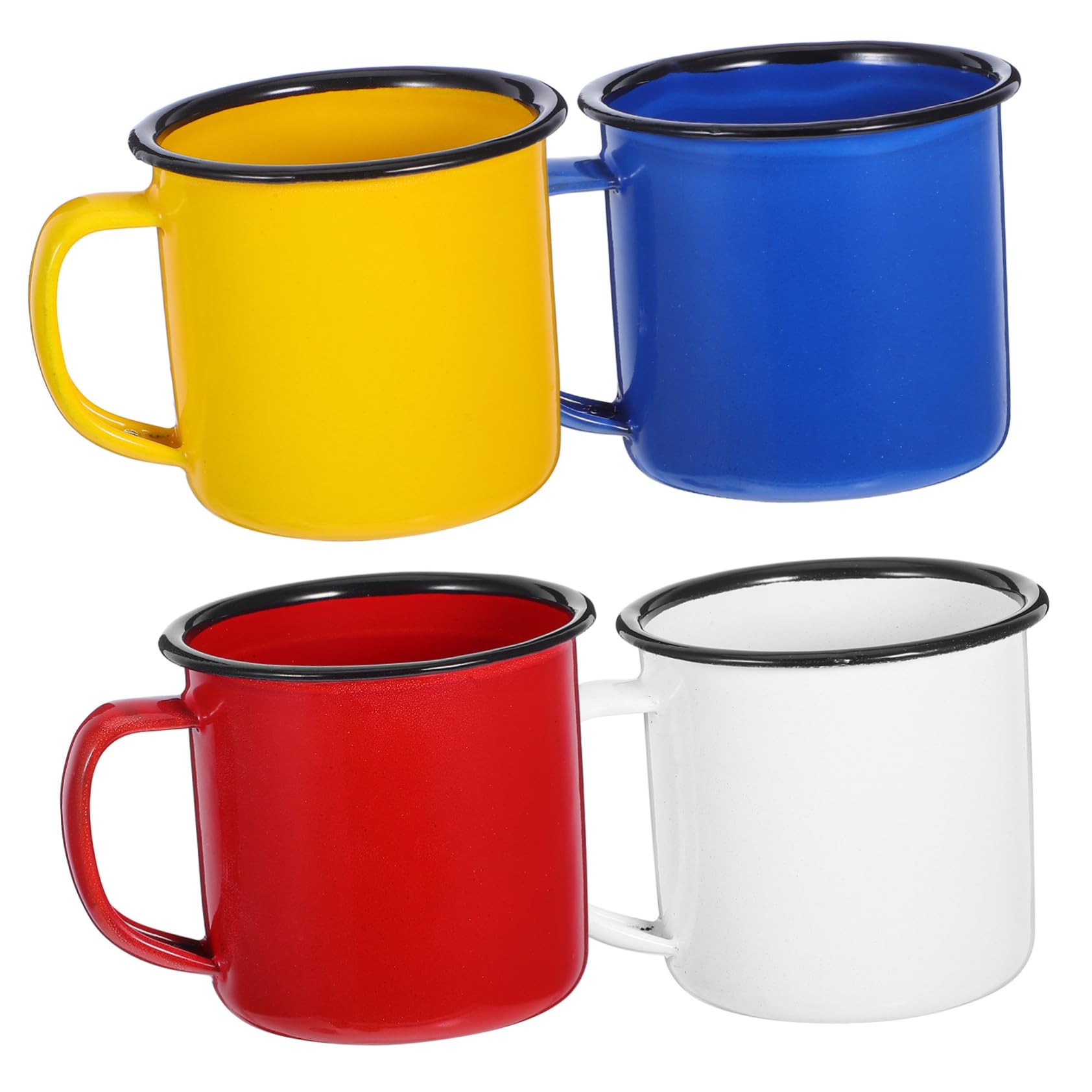 Juego de 4 Tazas de Esmalte Vintage, Prácticas y Cómodas para Beber, Diseño Simple Adecuado para Bares y Hogar