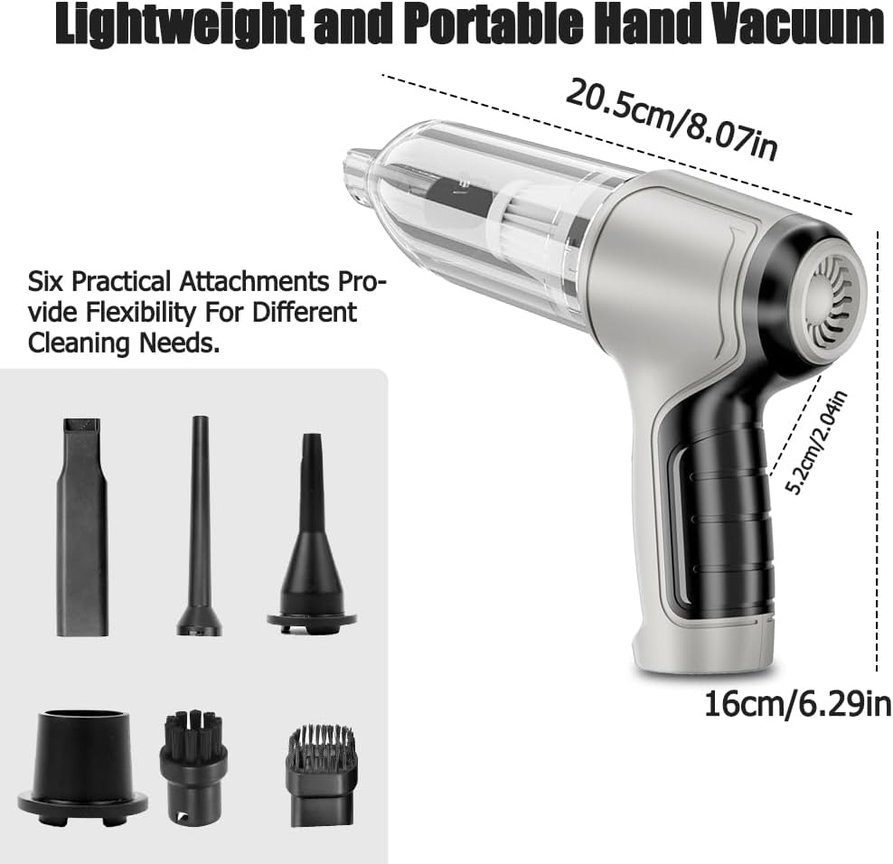 Abnaok Car Vacuum Cleaner High Power Cordless, Hand Held Vacuum Cordless Rechargeable,12000Pa High Power Suction and Extended Runtime,Mini Vacuum Cleaner for Car, Home, Pet Hair - Image 2