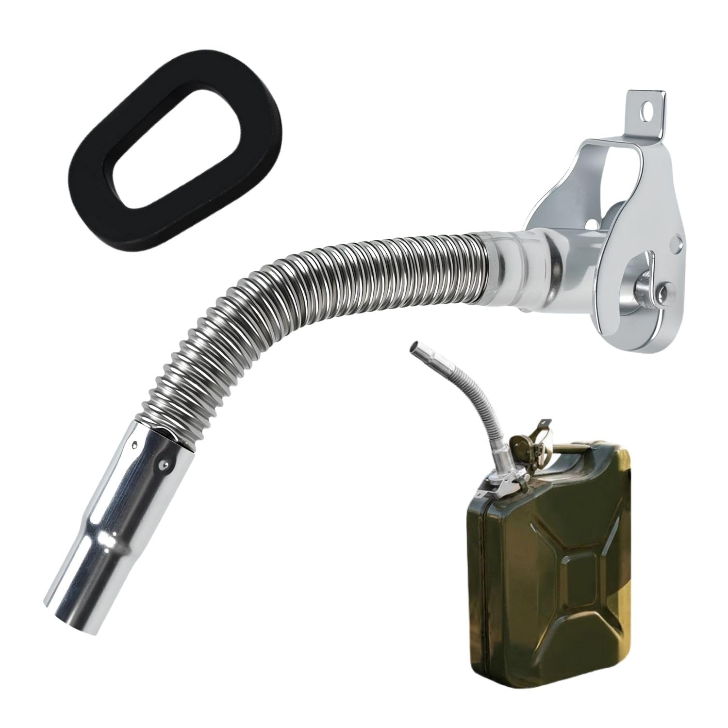 Edelstahl Einfüllstutzen Kanister Ausgießer, flexibler Benzinkanister Ausgießer für 5/10/20l Kanister, 30 cm Kaniste Auslauf für Auto, Motorrad, Schiff, Lastwagen