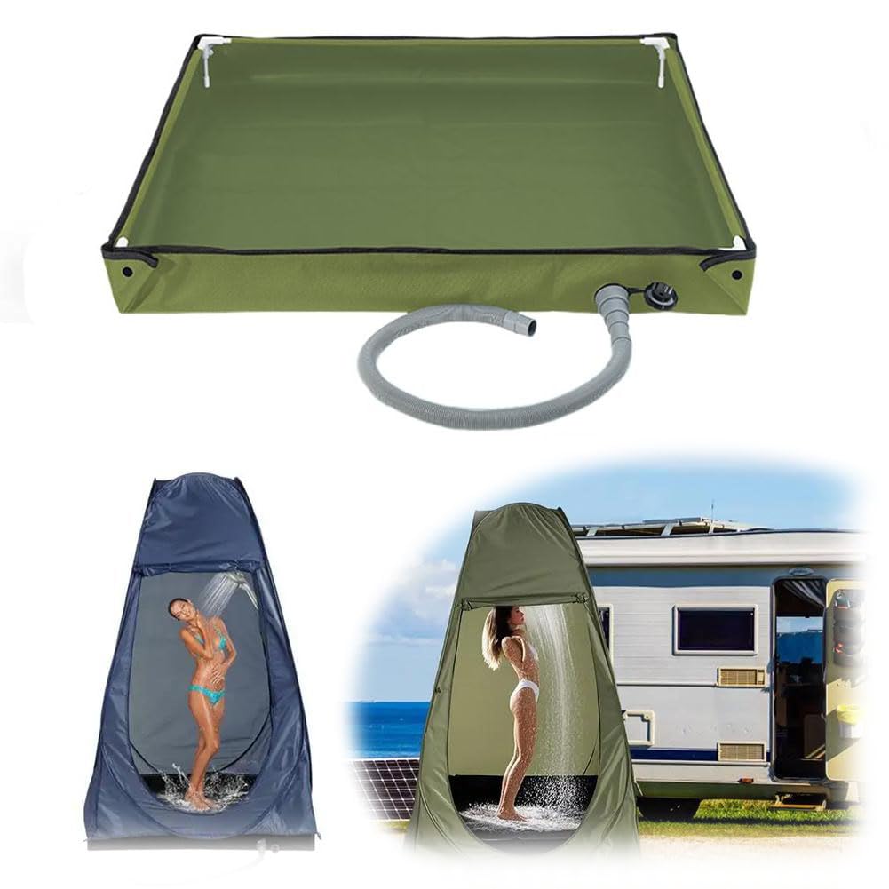 Base Doccia Pieghevole 80x80x10 Cm – Portatile Con Tubo Di Scarico – Per Campeggio E Spiaggia - 4