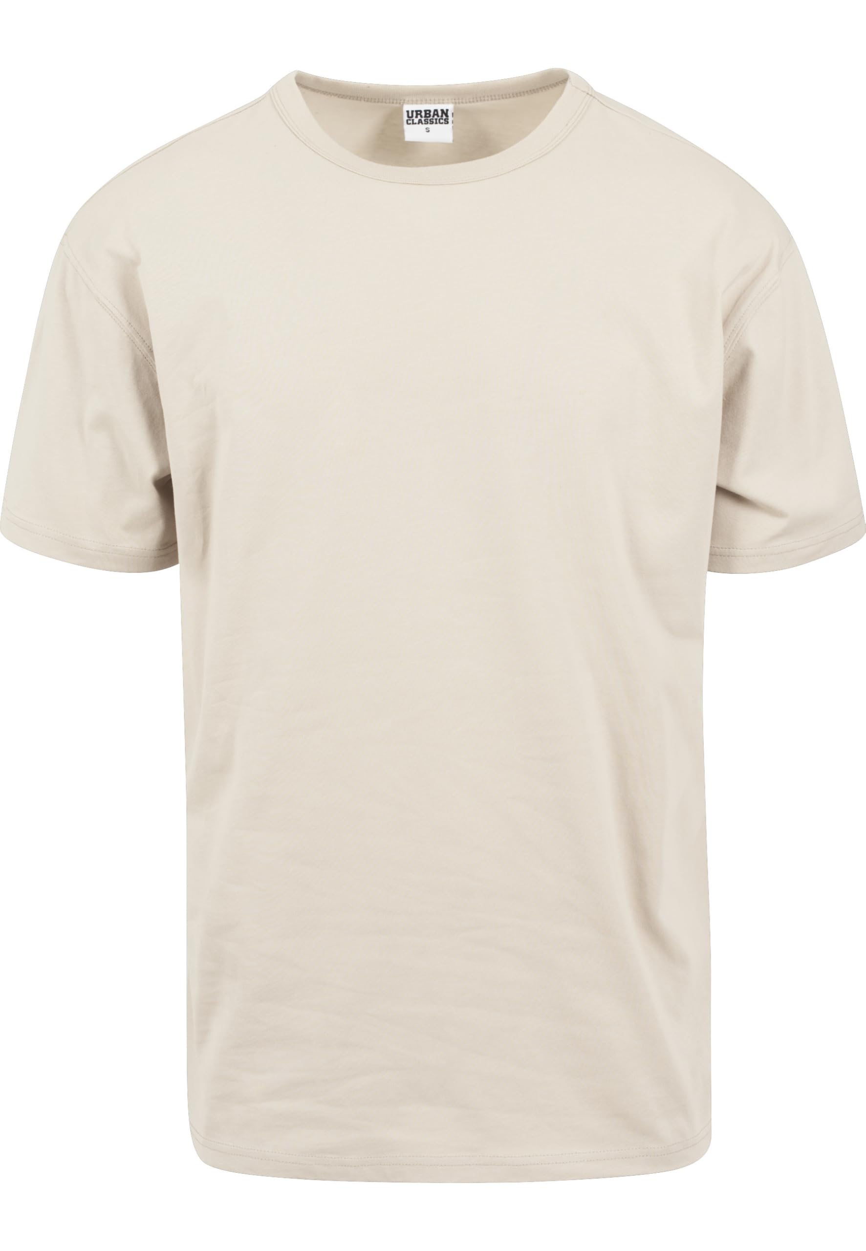 URBAN CLASSICS Men's Oversized Tee Shirt, Long Oversized T-Shirt with Round Neckline & Dropped Shoulders, Men's Basic Plain T-Shirt, 100% Cotton Tall Tee, Colour: sand, Size: Medium