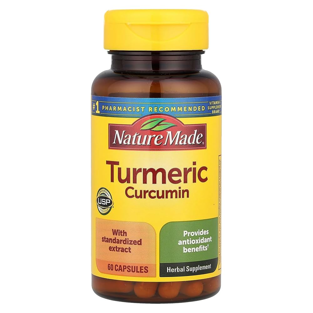 Turmeric 500 mg Capsules, 60 Count for Antioxidant Support 60 Count (Pack of 1)