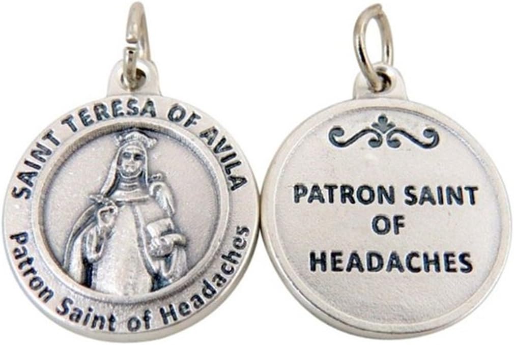 Silver Toned Base Catholic Patron Saint Medal Pendant, 3/4 Inch