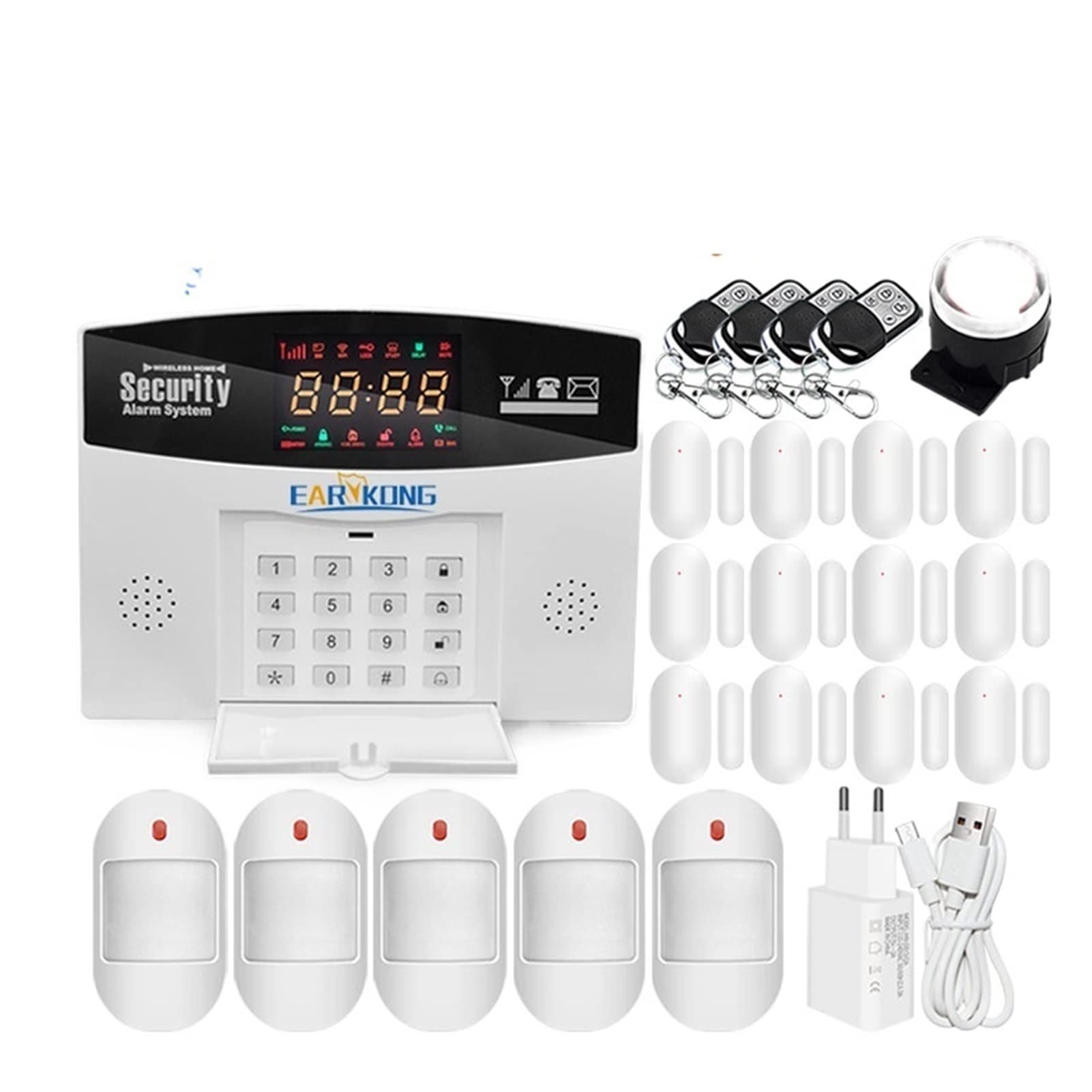 Kit Allarme Casa, Tuya WiFi Home Alarm System System Smart GSM. Allarme di sicurezza 8 Lingue Porta Open Motion Detector App. Campanello incorporato sirena integrata(Option A)