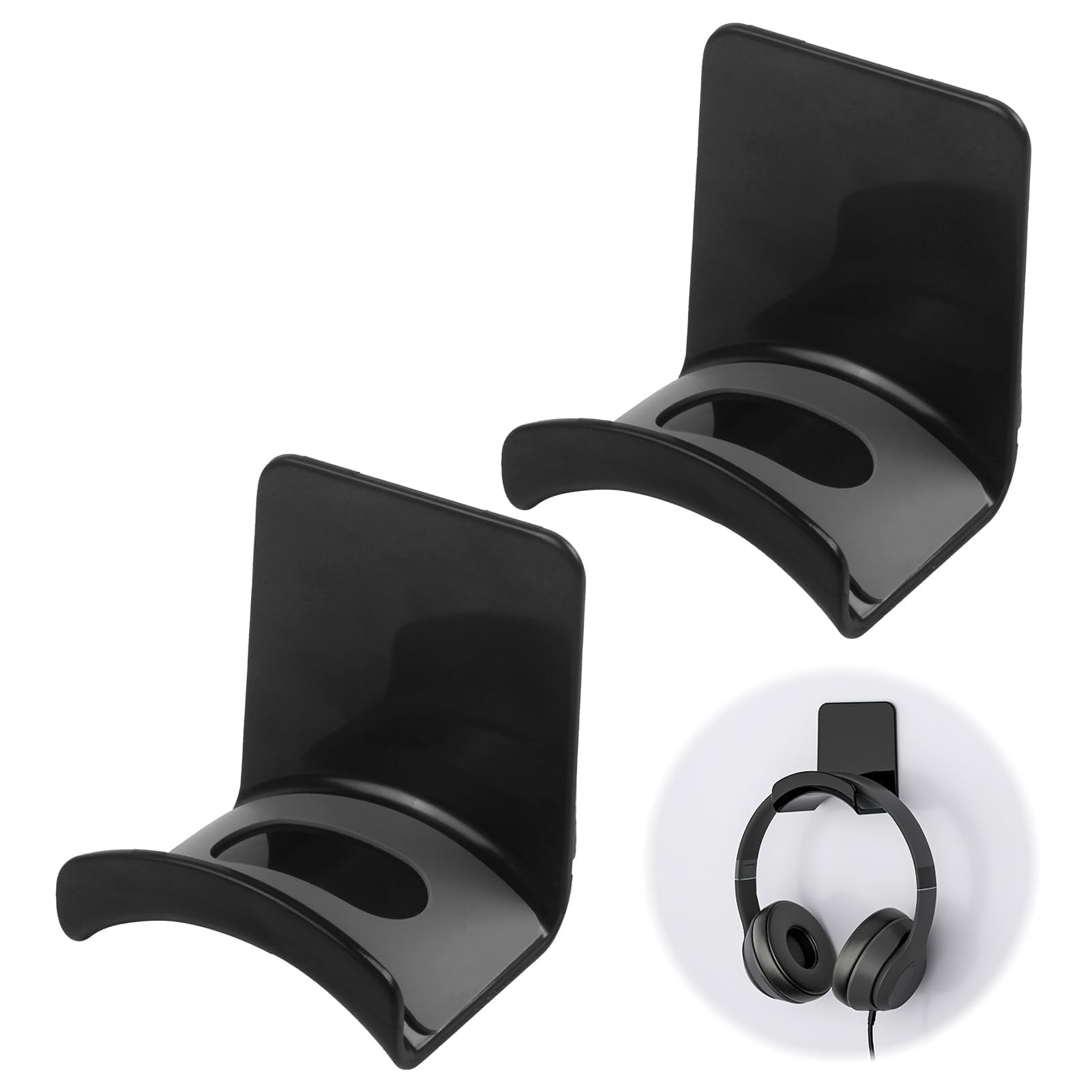 2 Piezas Soporte Auriculares Universal, Soporte Cascos en Negro, Práctico y Elegante, Montaje en Pared y Mesa para Auriculares y Auriculares para Juegos