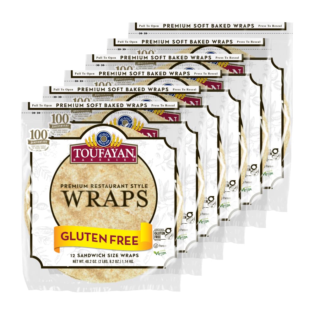 Toufayan Gluten Free 12" Sandwich Wraps - Bulk Wholesale Case, Premium Foodservice Tortillas (6 Pack, 72 Wraps Total)