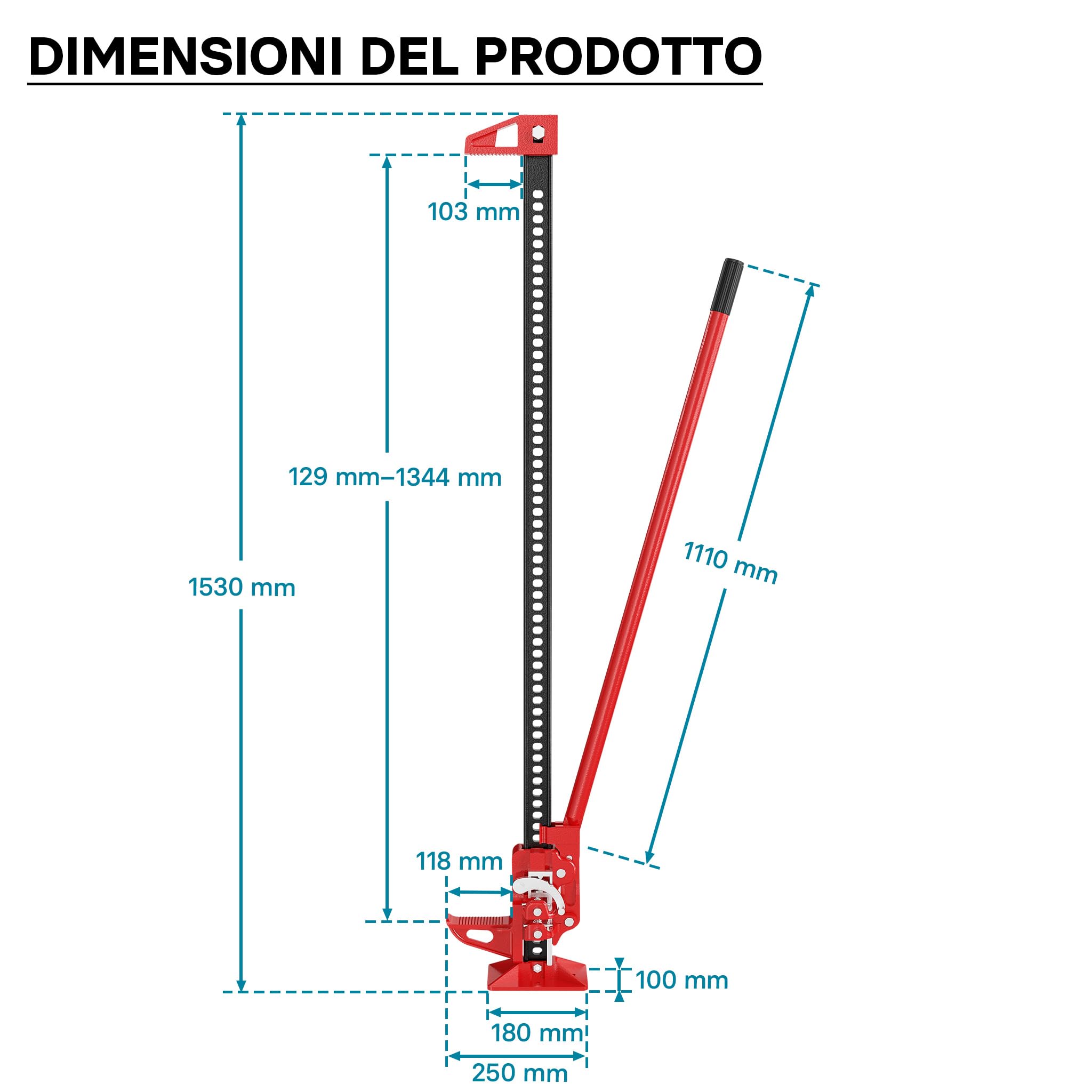 Binda meccanica 60" 150 cm 3000 kg sollevatore cric per fuoristrada e quad