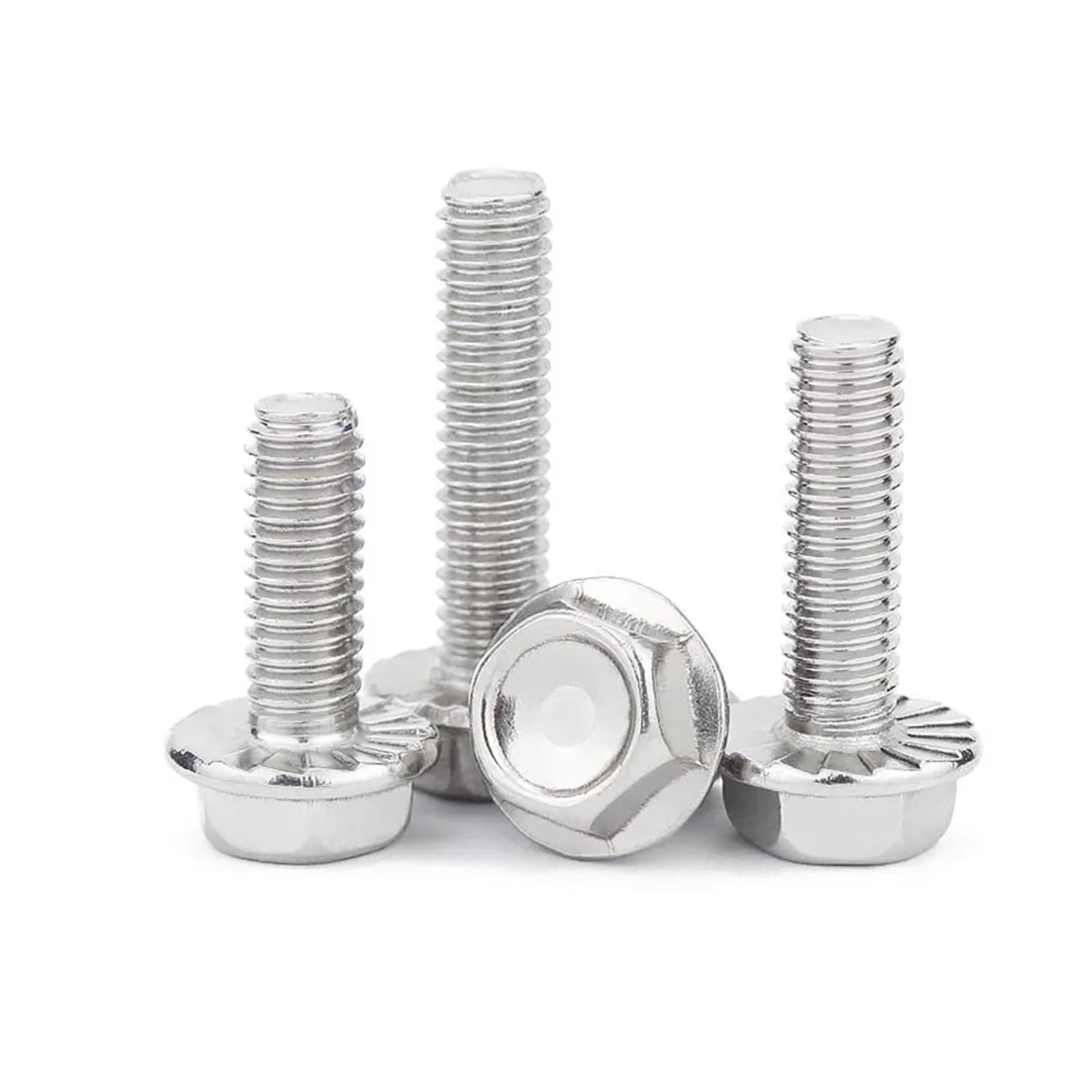 1/10pz M4 M5 M6 M8 M10 M12 A2 304 Acciaio inossidabile Testa esagonale con flangia dentellata Vite a testa esagonale Rondella GB5789 Bullone 8-50mm(50mm,10pcs M8)