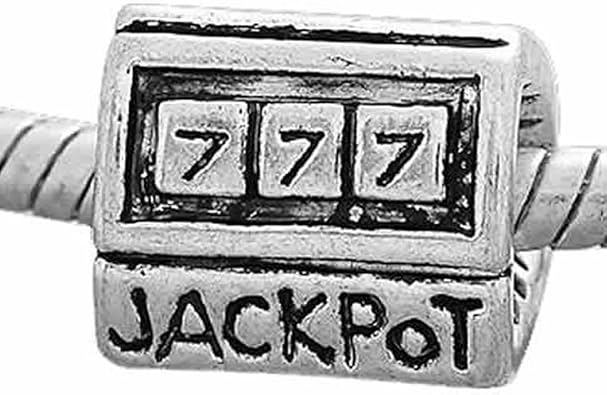Sexy Sparkles Lucky 777 Jackpot Slot Machine Charm Bead For Snake Chain Charm Bracelet