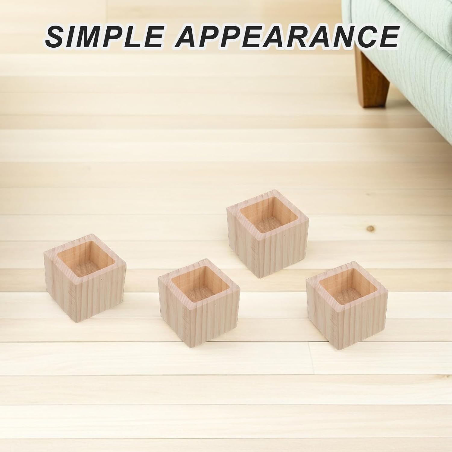 Levemolo 4pcs Table Risers: Sofa Risers - Solid Wood Cabinet Leg Extenders for Living Room Office - Furniture Height Increasing Pads for Dining Table Sofa Bed