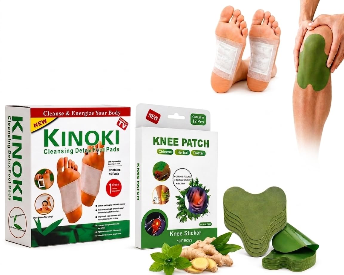Kinoki Cleansing Detox Foot Pads and Herbal Knee Patch Combo Set (20 Pcs) - Natural Wormwood Pain Relief Knee Stickers & Foot Cleansing Patches for Joint Pain, Body Care & Relaxation-image-27