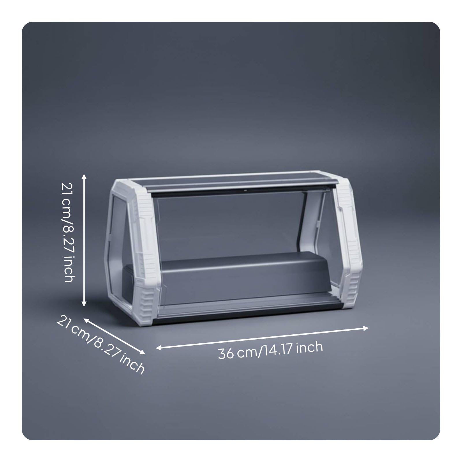 Vitrine Figurinen Vitrine Vitrinenkasten Sammlervitrine Schaukasten mit Einstellbarem LED Licht Weiß Und Grad Sicht Staubschutz für Schreibtisch , Schwarz , Stufenbasis