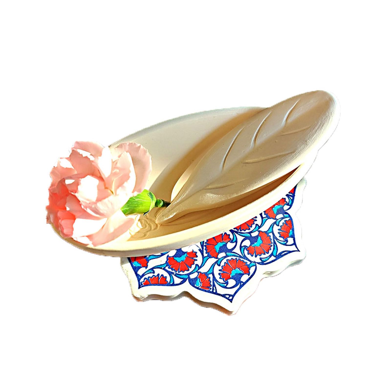 Air Purifying Healing Ceramic-K-Flower Orchid Pattern Humidifier (+ Leaf Diffuser Stick 1pcs) | Relaxation and Tranquility | Fine Pores Material | Diffuser Function