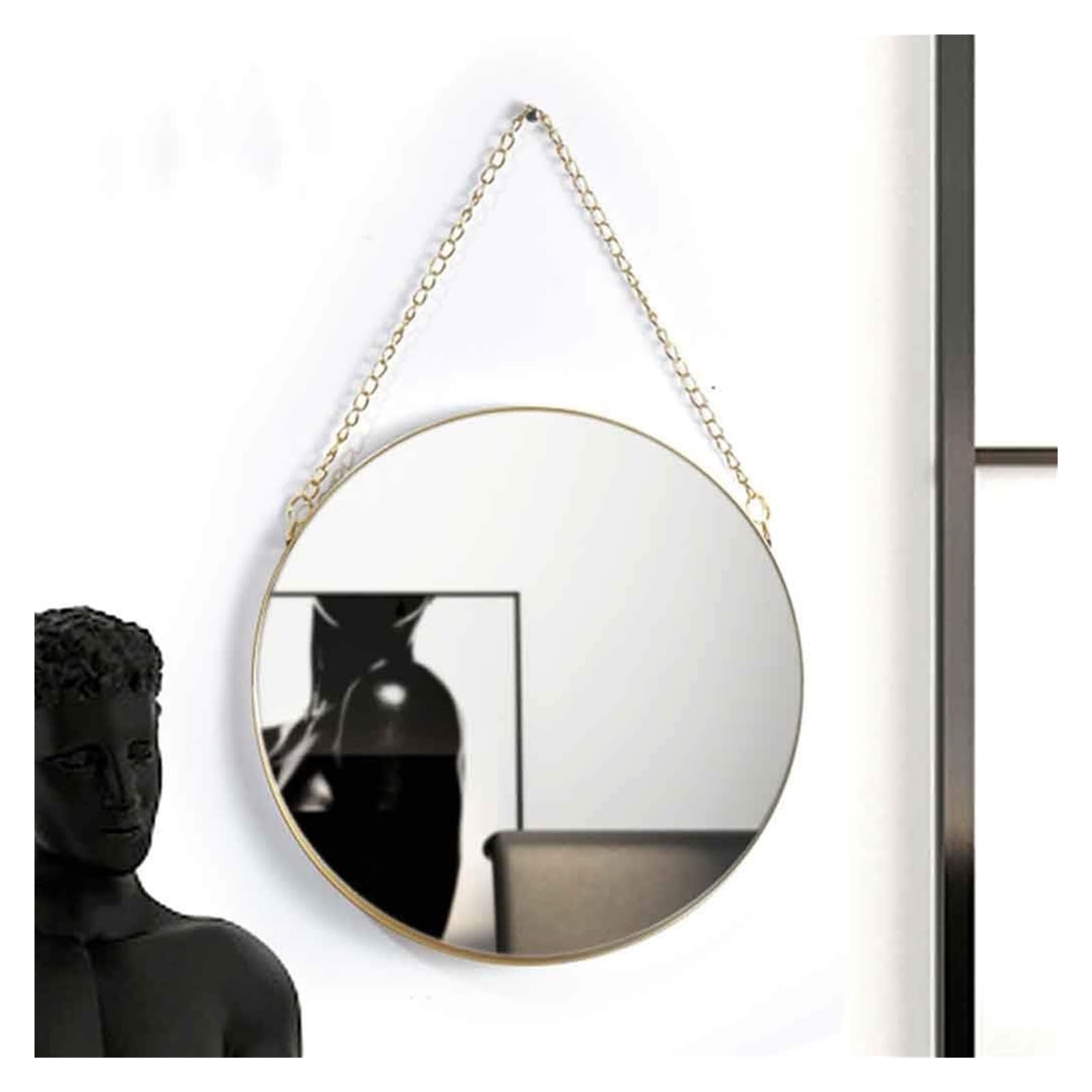 Lustra montowane na ścianie Lustro do makijażu naścienne z metalową ramką i łańcuszkiem do golenia/lusterko do makijażu Nordic Iron Art Dekoracyjne Hotel