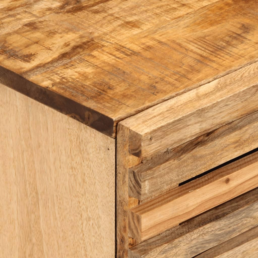 Massiver Mangoholz Nachttisch mit 2 Schubladen | Dekoratives Beistelltisch Unikat | Stabile Nachttische Möbel | Natürliche Holzmaserung Wohnaccessoire