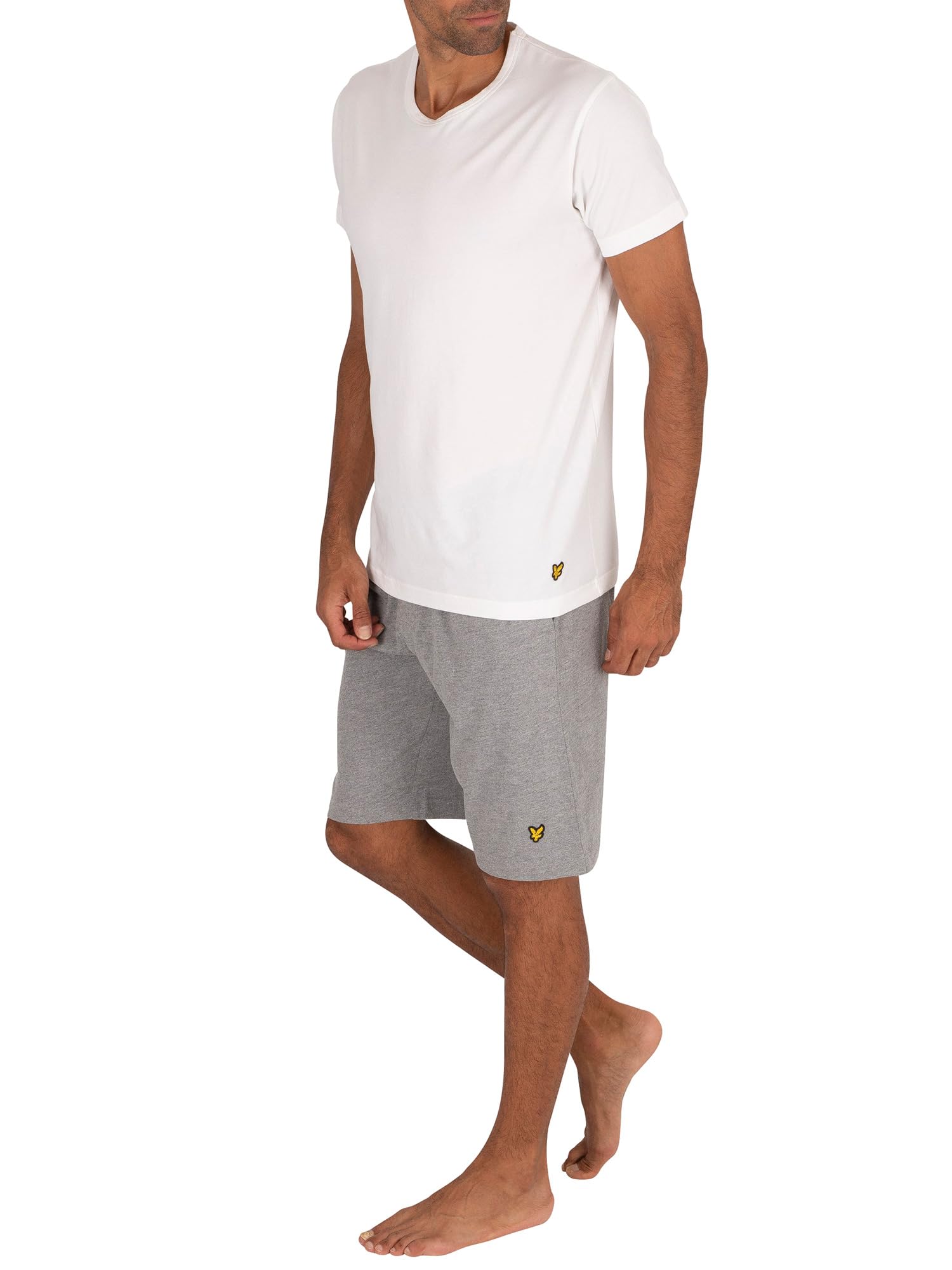 Lyle & Scott Men's Charlie Lounge Pyjama Shorts Set, White/Grey, XXL