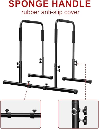 Miniatura 2 de Barra de inmersión, estación de soportes de inmersión ajustables para el hogar, barras paralelas con agarres acolchados, entrenador de estabilidad