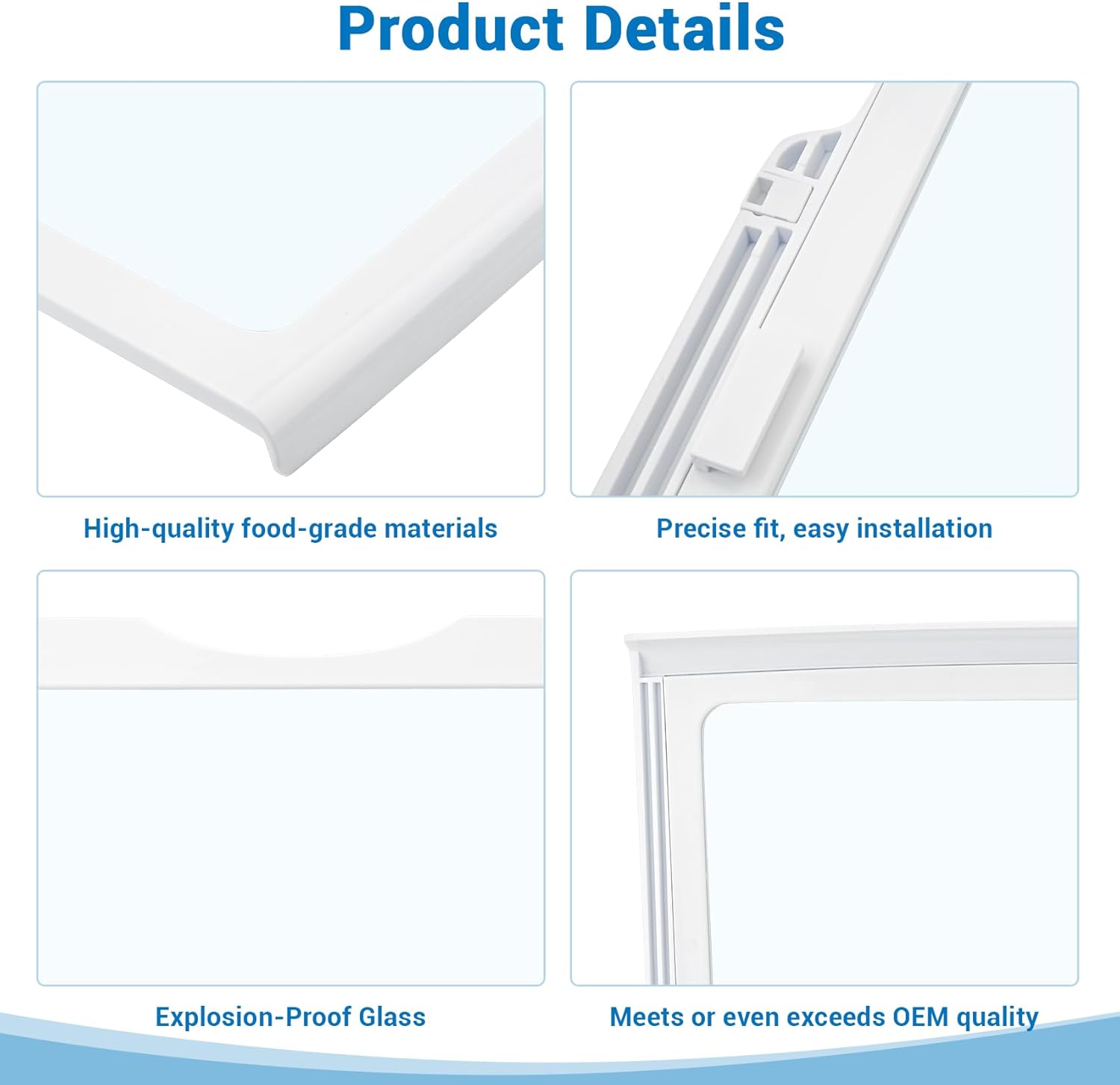 WR71X10582 Refrigerator Glass Shelf Compatible With GE, Hotpoint, RCA Fridge, Tempered Glass Shelf Replacement WR71X10262, WR71X10288, WR71X10357, PD00040025, 1093120, AP3672563, PS967134, EAP967134