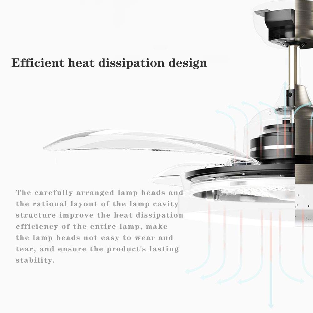 Retractable Ceiling Fan with Light with Bluetooth Speaker Color