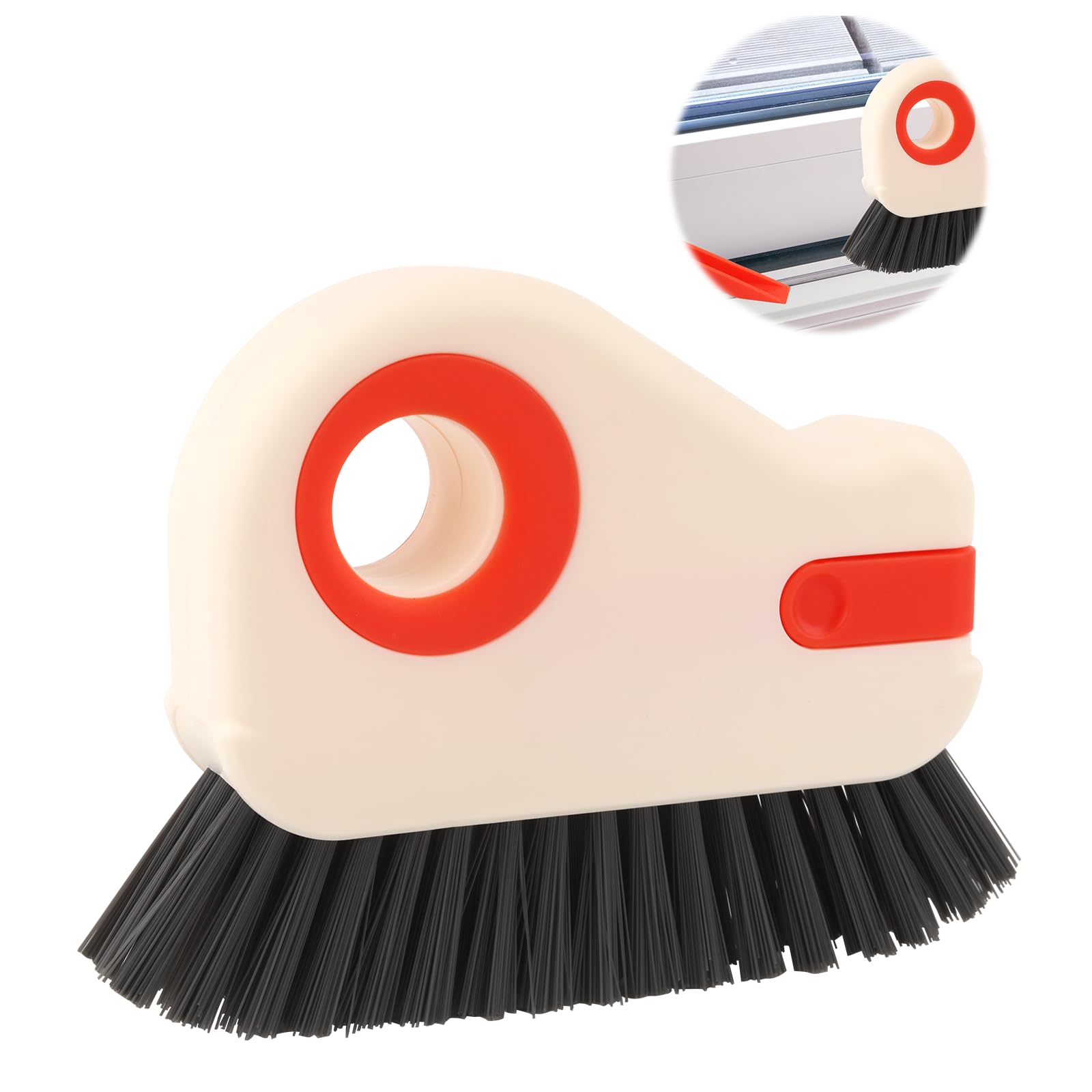 2-in-1-Rillenreinigungsbürste, Fensterrillen Reinigungsbürste, Multifunktionale Fugendüse mit hartem Borsten und verstecktem Schaber, Fensterrahmen Bürste für Schiebetürschienen