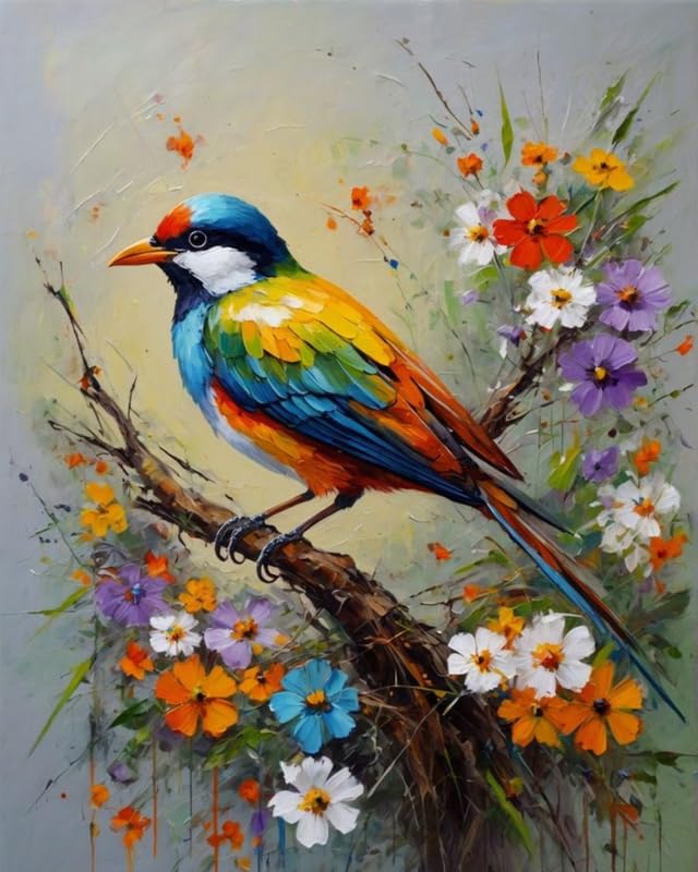TULIP N TURTLE Birdie Diy Acrylic Paint By Number Kit For Adults Kids Beginner Number Painting Kit Diy Canvas Painting By Number Wall Decoration Diy Painting Kit For Adults,Multi-Coloured-image-23