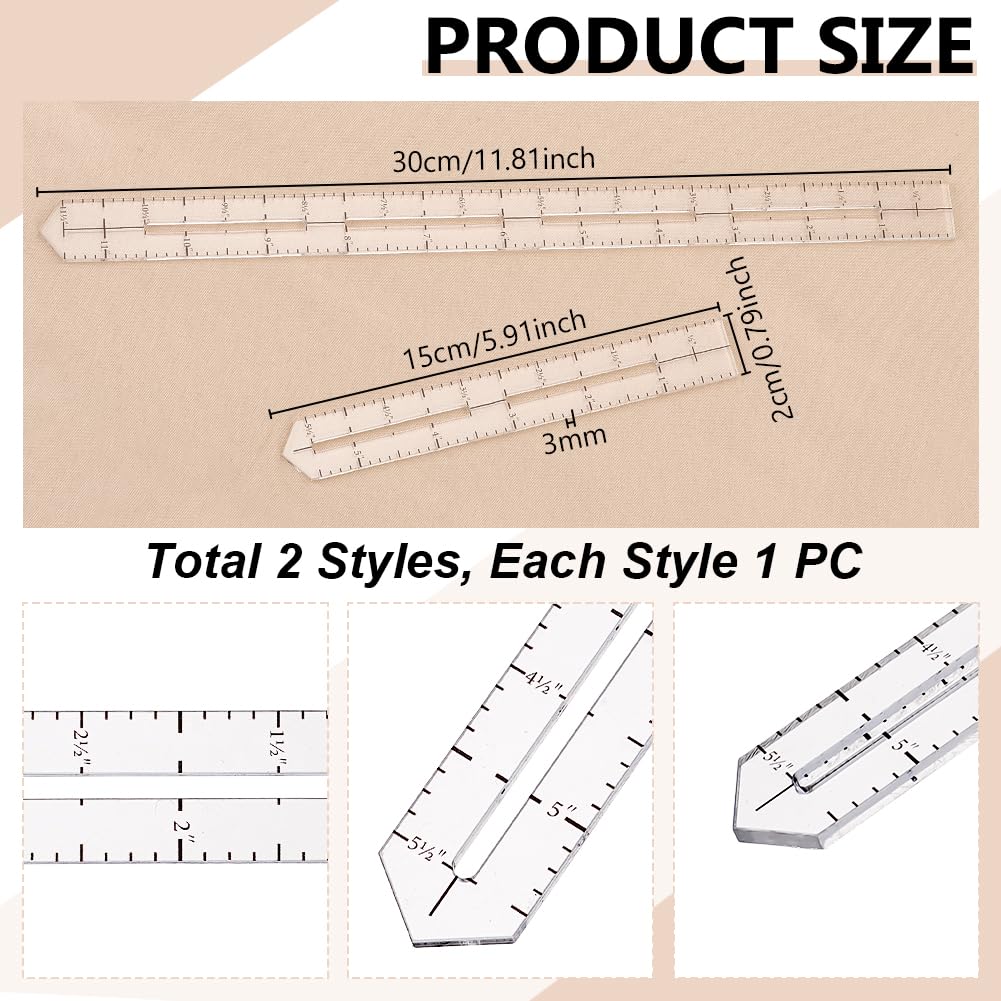 AHANDMAKER 2 Pack 5.9 Inch and 11.8 Inch Quilting Rulers Transparent Acrylic Pocket Ruler for Sewing Pattern Making and Fabric Cutting Tailoring Quilt Craft DIY Supplies