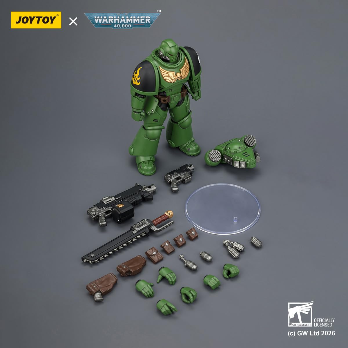 TOYVERSE JOYTOY Warhammer 40 000 salamandry orędownik z karabinem śrubowym, pistoletem śrubowym i mieczem łańcuchowym w skali 1/18, figurka postaci, model 15+