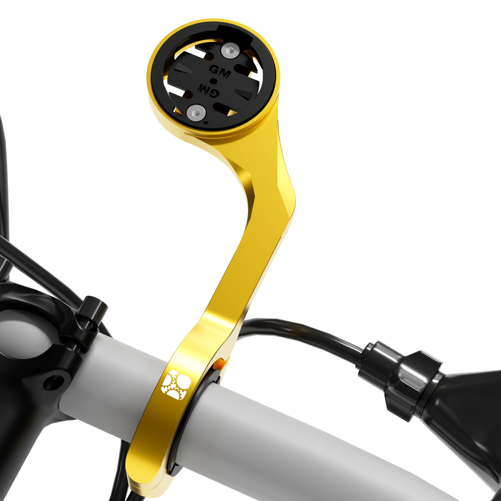 Out Front Mount for Garmin Edge Explore, Lightweight Aluminum Alloy Bicycle GPS Computer Mounts Flashlight and Action Camera Extended Install, Combo Compatible with Bryton, Wahoo, and CATEYE Yellow
