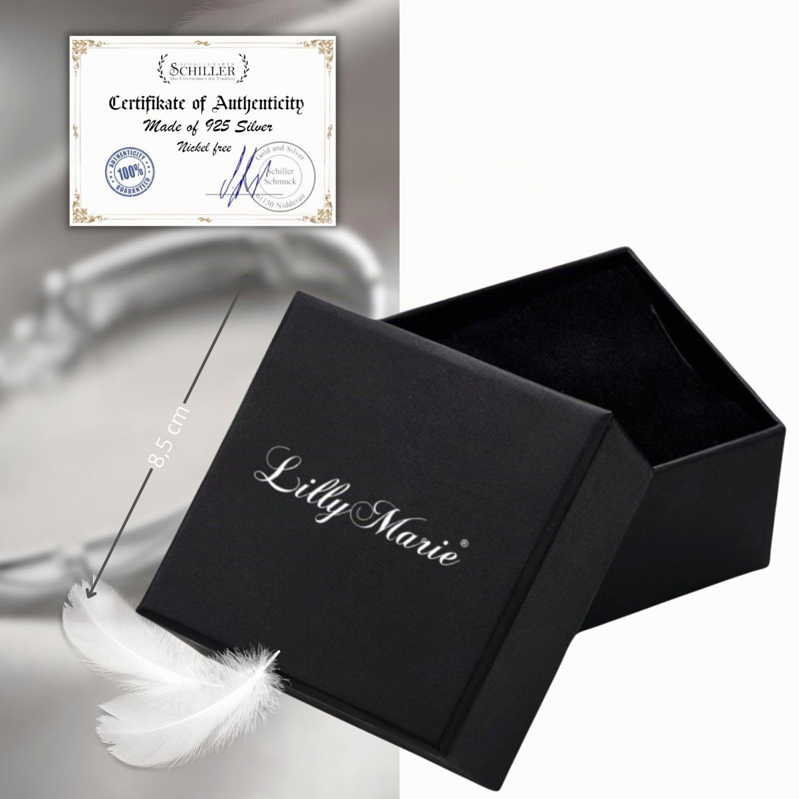 LillyMarie Breites Sterling Silber Armband Mit Wellenmuster Und Karabinerverschluss