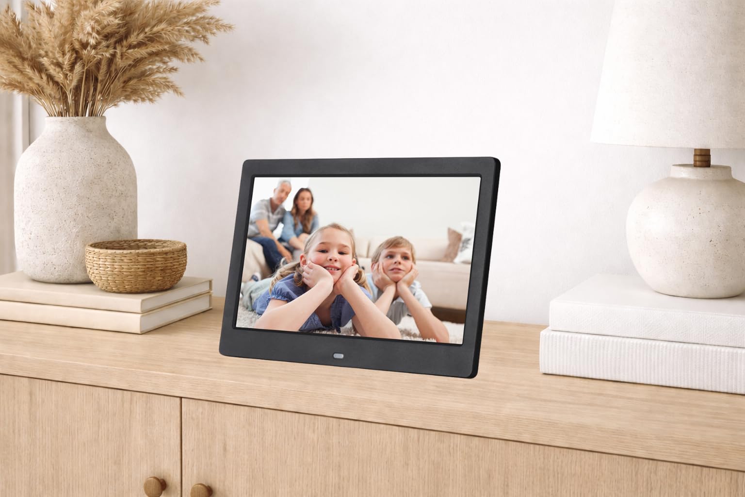 Digitaler Bilderrahmen 10,1 Zoll IPS Full HD Fotobilderrahmen mit USB Stick, SD-Karte, Diashow