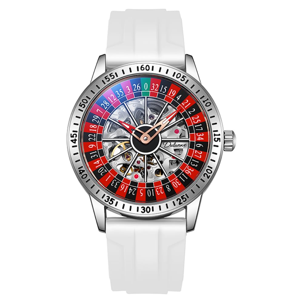 Reloj mecánico con esfera giratoria para hombre, diseño de esqueleto hueco, moderno, impermeable, luminoso, con personalidad, reloj de pulsera