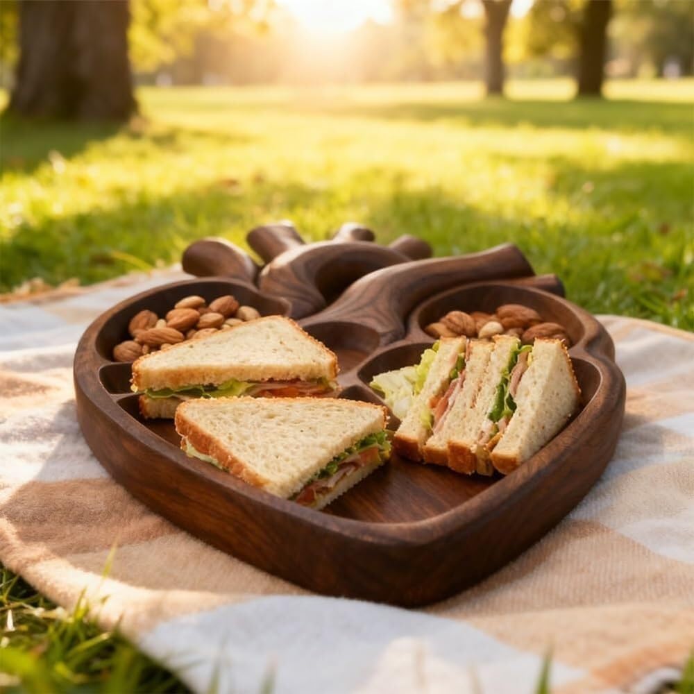 Bandeja De Madera con Forma Corazón Anatómico, Jabalí Hecho A Mano Temática Biológica, Bandeja Cocina For Queso, Fruta, Postre Y Decoración For Fiestas Navideñas(2pcs)