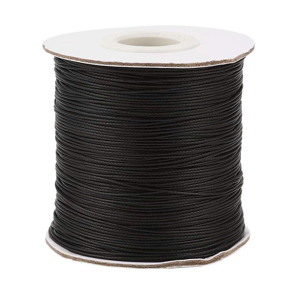 185 Yards/Roll 0.5mm Waxed Polyester Cord Beading Braided Thread Macrame Crafting String Rope for DIY Bracelet Necklace Jewelry Making Black