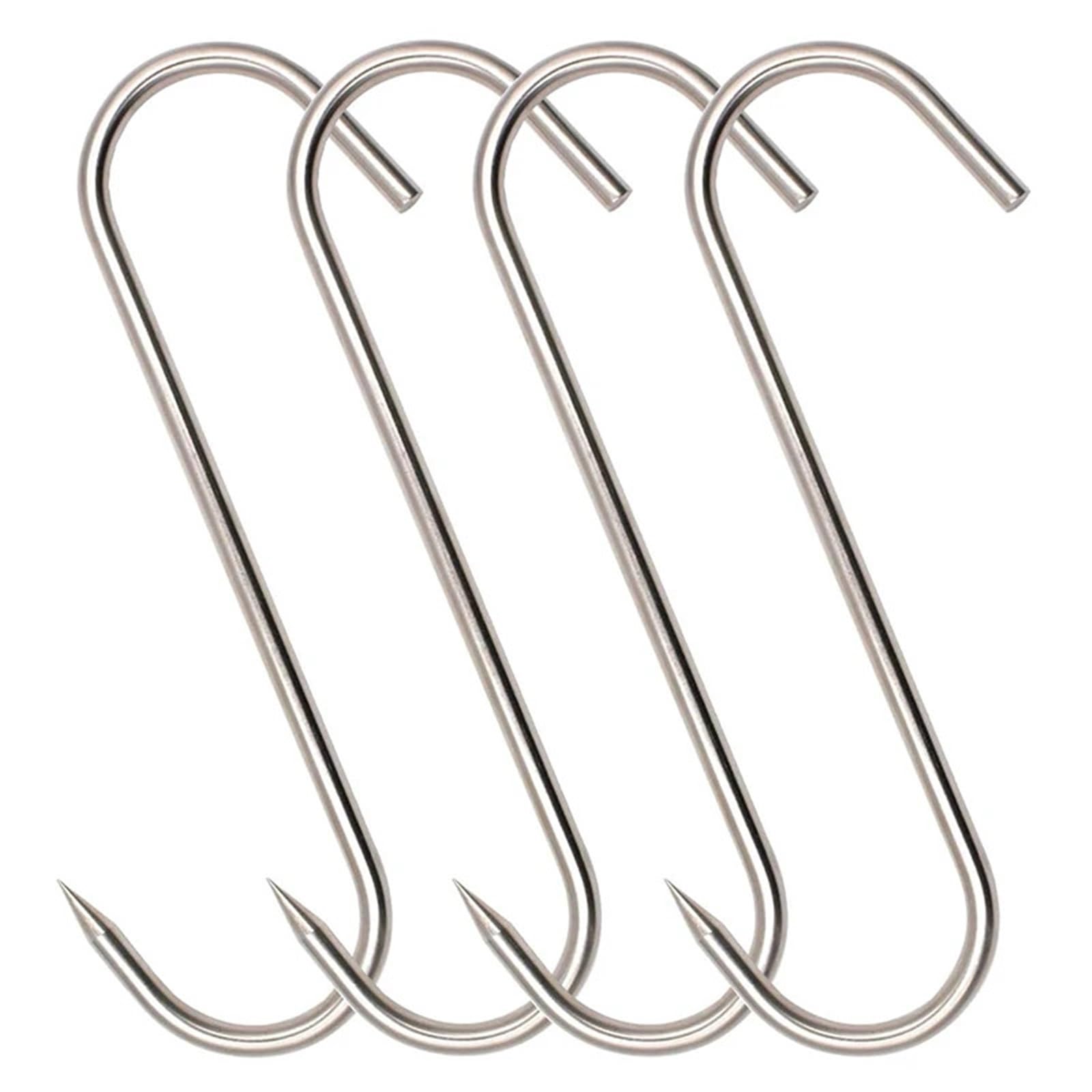 50 ganchos de acero inoxidable for carne, ganchos en forma de S de 8 pulgadas y 4/8 mm, for procesamiento de carnicero Para Carnes(8-Inch 8mm)