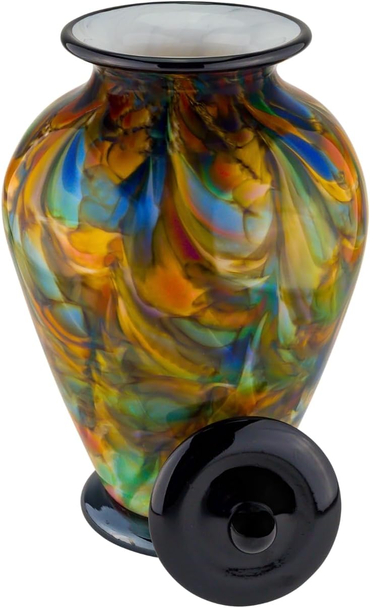 Interlude Hand Blown Glass Cremation Urn for Ashes, Adult Sized Cremation Urn