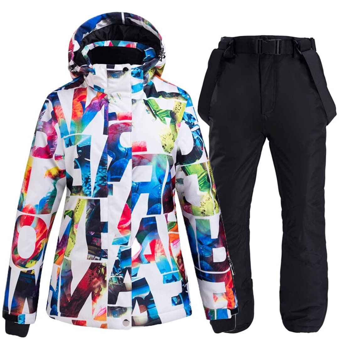 Alloaone Conjuntos Ropa Nieve Para Mujer Ropa Snowboard Traje Invierno Impermeable Chaquetas Esquí Y Pantalones Con Correa