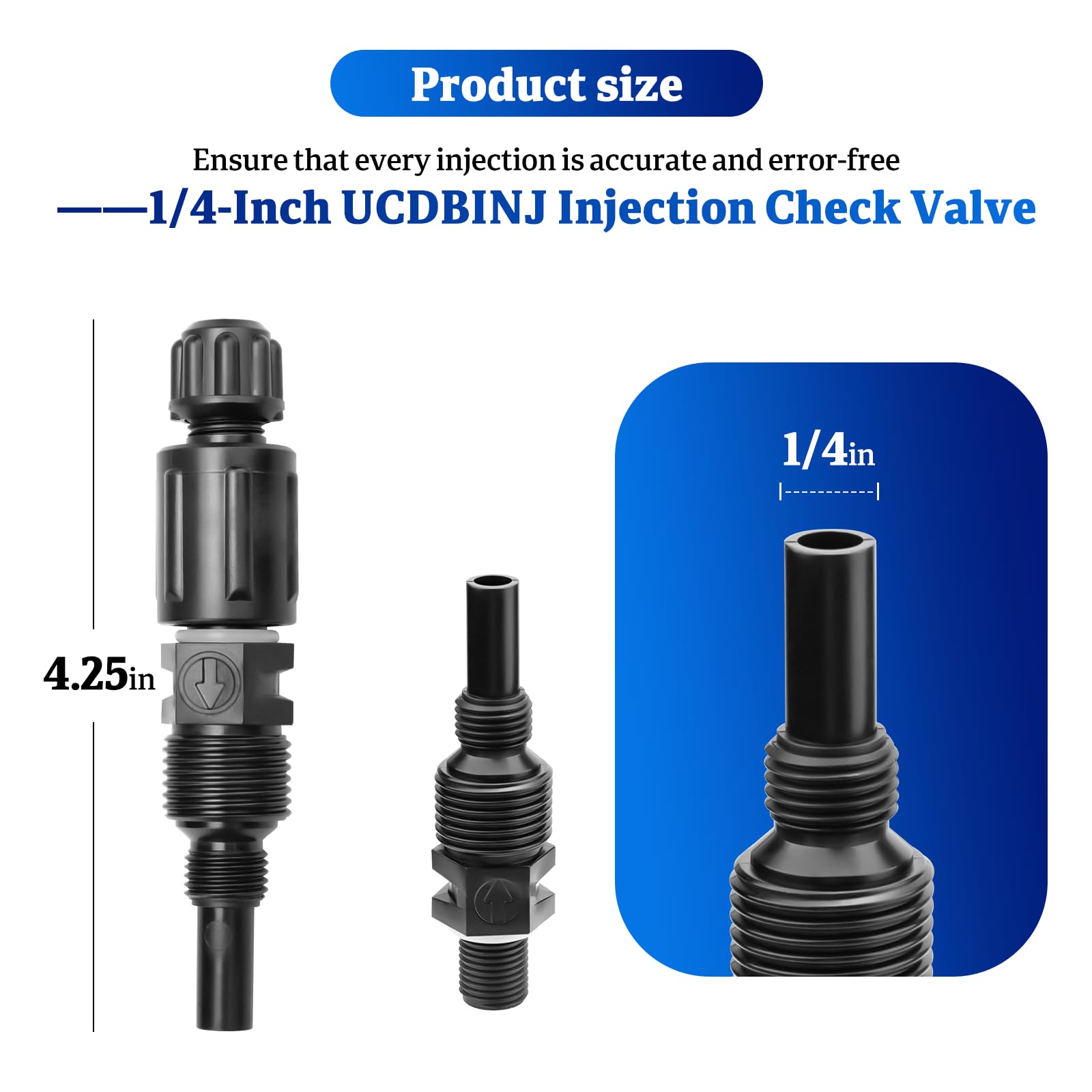 Paquete de 2 válvulas de retención de inyección UCDBINJ de 1/4 pulgadas para bombas Sten-Ner, compatible con la mayoría de las series 45, 85, 100 y 170, serie clásica, cabezal único, S420, S128, S10p