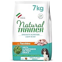 Natural Trainer Ideal Weight Small & Toy Cibo per Cani Adulti Light in fat con Tacchino – 7kg