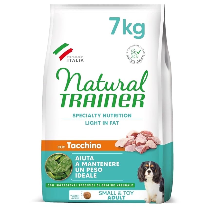 Natural Trainer Ideal Weight Small & Toy Cibo per Cani Adulti Light in fat con Tacchino - 7kg