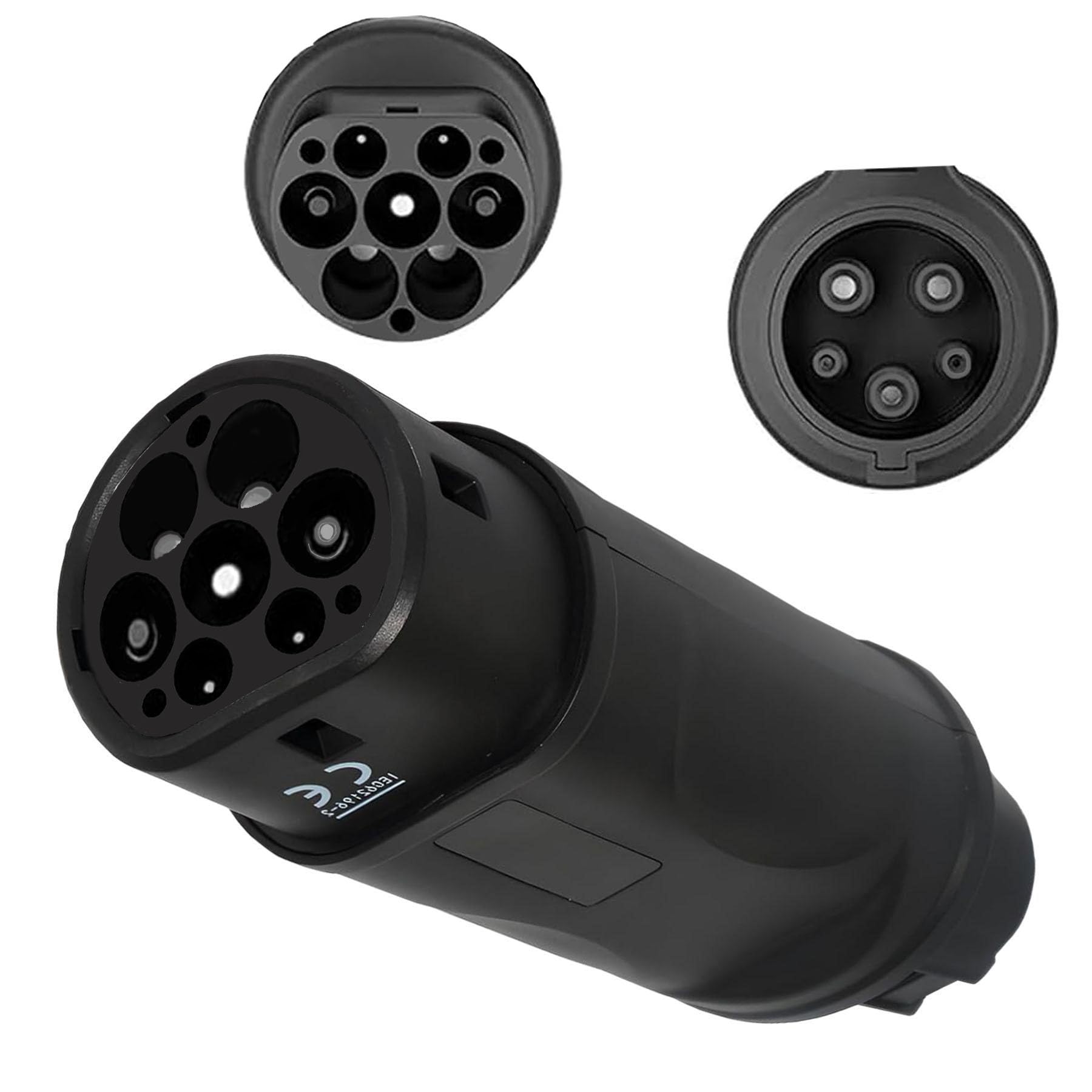 Type 2 to Type 1 EV Adapter 32A EV Charging Cable Adapter 7.2KW Type 2 Male (IEC62196-2) to Type 1 Female (SAE J1772) Electric Vehicle Charger Converter for 5 hole EV Car Male Socket