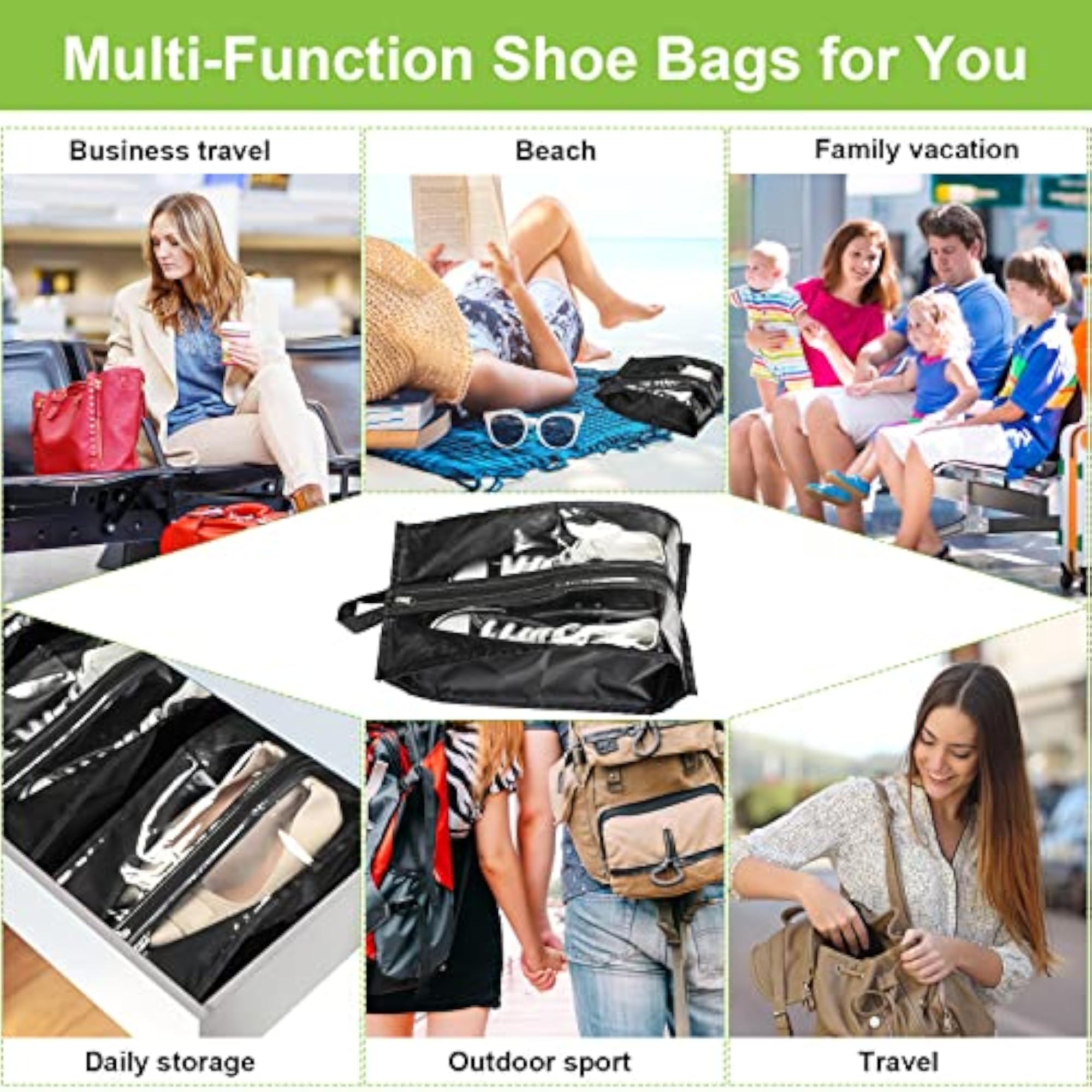 12 Pieces Waterproof Shoe Bags for Travel