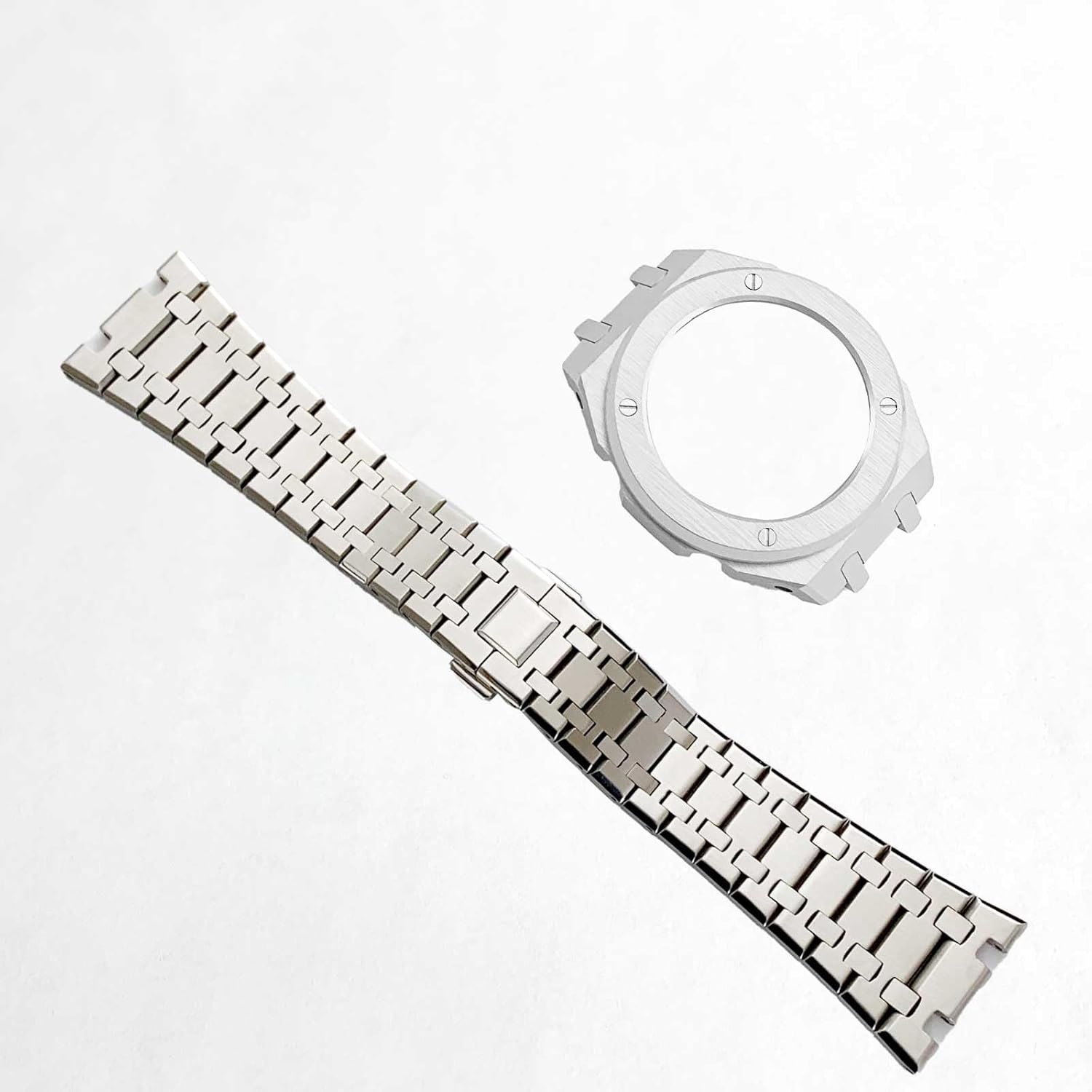 Ga2100 Band Case Strap Mod Kit,Round Ring Metal Bezel 316L Steel Modify Custom Parts Compatible With Casioak G-shock Ga-2100/Ga-2110/GAB-2100