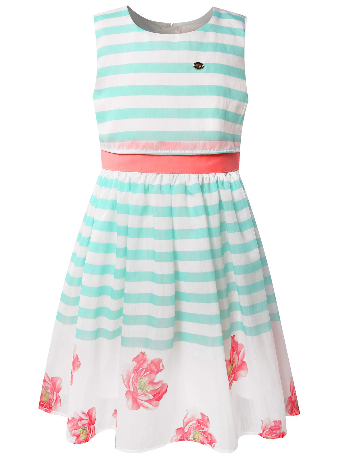 BONNY BILLYGirls' Sleeveless Striped Flowers A-line Summer Dress Children's Clothing