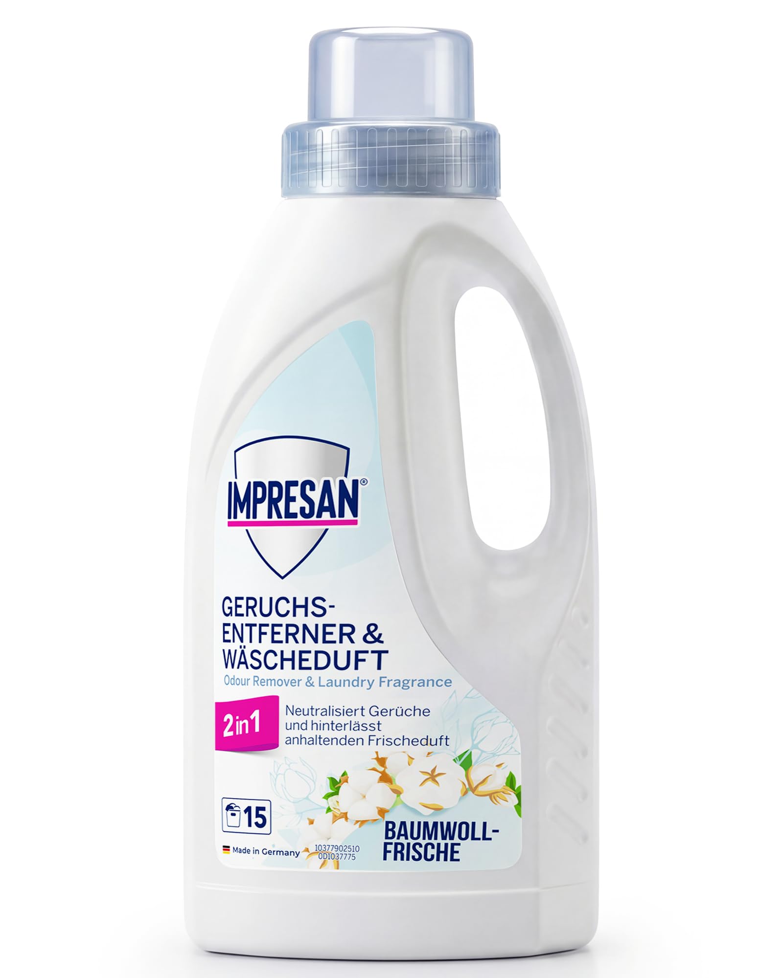 IMPRESAN Geruchsentferner und Wäscheduft | 2in1 neutralisiert Gerüche und hinterlässt langanhaltenden, frischen Duft | Für alle Textilien geeignet | 450ml