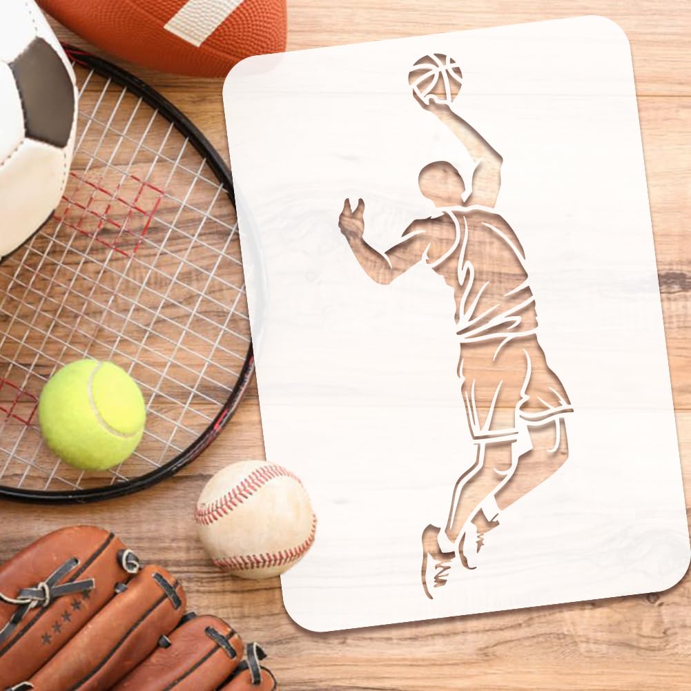 Stencil Personaggi Sportivi FINGERINSPIRE - 21x29.7cm, Per Decorazione Pareti, Legno, Tessuto - Foto 4