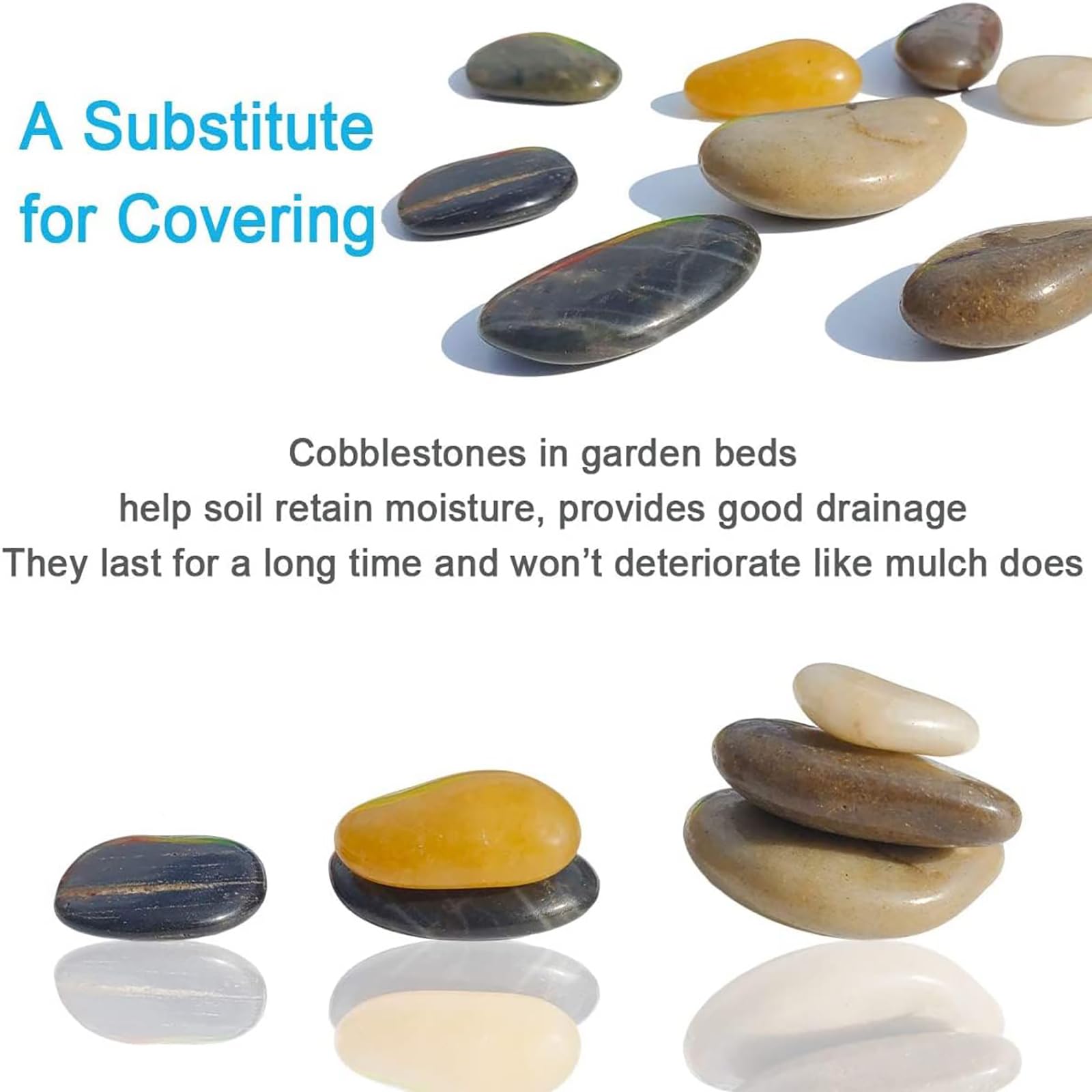 Emily Pets River Rocks for Plants 1-2 Cm Natural Decorative Stone for Indoor Pots or Vase or Outdoor Garden Landscaping Polished Mixed Pebbles for Planters (1.95kg) 1